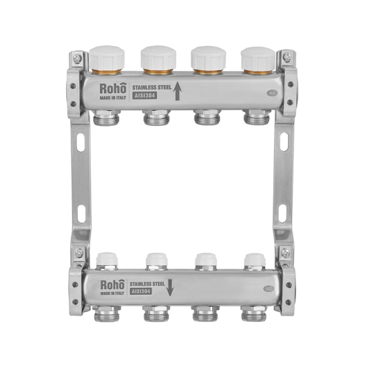 Коллектор с термостатическими и запорными клапанами Roho R805-04M - 1"x 4 вых. (RO1044) купить в САНН Одесса