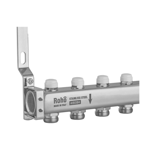 Коллектор с термостатическими и запорными клапанами Roho R805-04M - 1"x 4 вых. (RO1044) купить в САНН Одесса, изображение 2