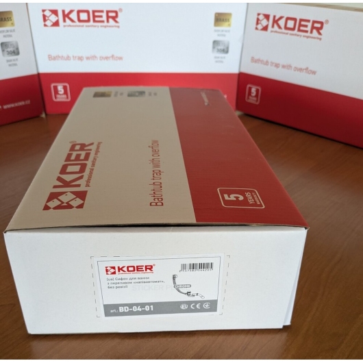Сифон для ванны KOER BD-04-01 полуавтоматический с переливом, без ревизии (Цвет хром) 1 1/2'' (KR5442) купить в САНН Одесса, изображение 4