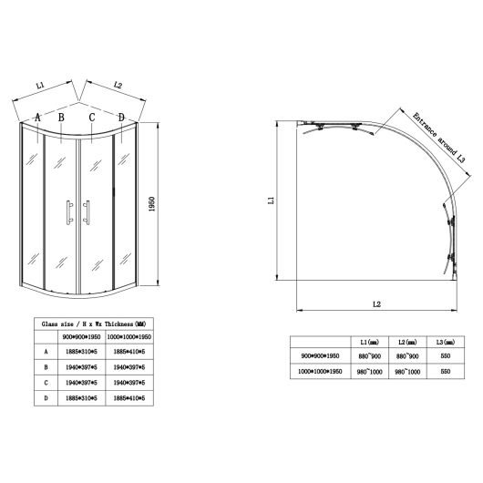 Душевая кабина без поддона KOER SR SC04-100x100x195-TR-01 прозрачное стекло EASY CLEAN 5мм хром (KR5361) купить в САНН Одесса, изображение 2