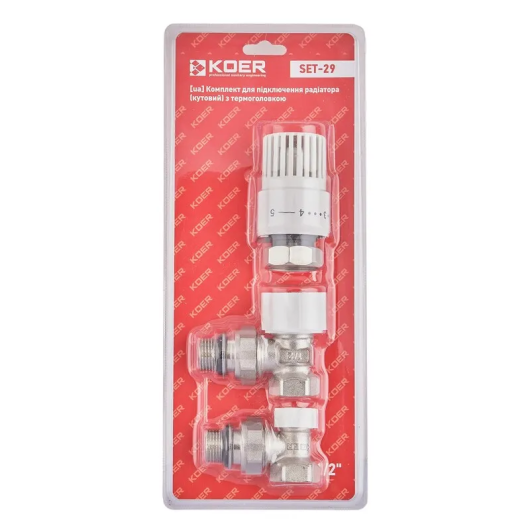 Комплект для подключения радиатора (угловой) с термоголовкой 1/2'' ( KOER SET-29 ) (KR5716) купить в САНН Одесса, изображение 3