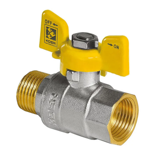 Кран шаровой KOER KR.218.G - 1" FM ГШМ YELLOW, ручка "бабочка" желтая (KR0096) купить в САНН Одесса, изображение 3