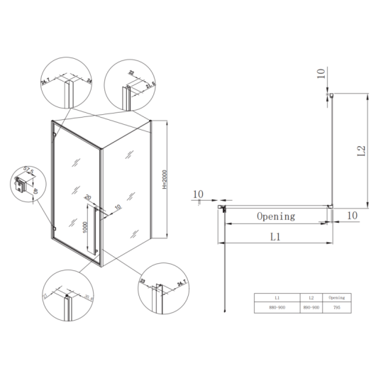 Душевая кабина без поддона KOER SR SC08-90x90x200-TR-01 прозрачное стекло EASY CLEAN 6мм хром (KR5371) купить в САНН Одесса