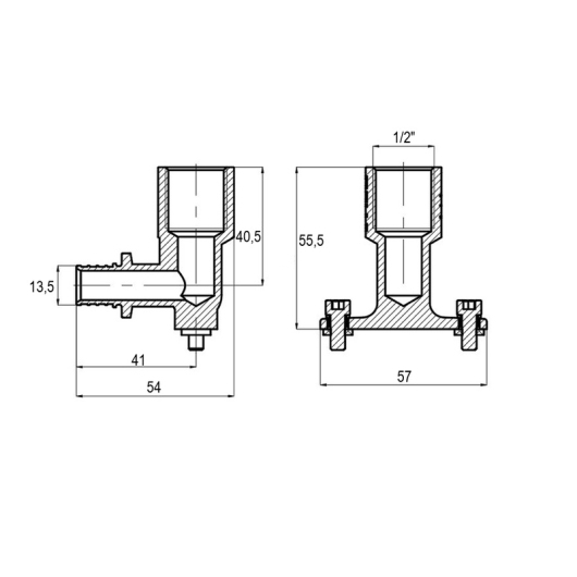 Угол переходной настенный с ВР удлиненный KOER KA.LW06F-16-2 - 16(2.2mm) x 1/2"F (KR5892) купить в САНН Одесса