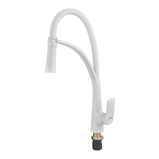 Смеситель для кухни PLAMIX LUCAS-017 SET WHITE REFL.WHITE (с подводкой) (Цвет белый+силиконовый излив белый) (PM0716) купить в САНН Одесса, изображение 2