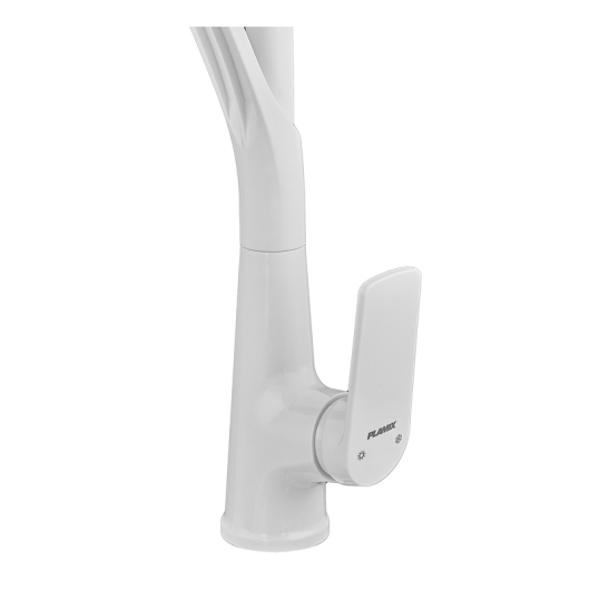 Смеситель для кухни PLAMIX LUCAS-017 SET WHITE REFL.WHITE (с подводкой) (Цвет белый+силиконовый излив белый) (PM0716) купить в САНН Одесса, изображение 4