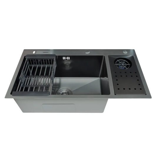 Мойка для кухни из нерж. стали ZERIX ZH8245-SET-08 MICRO DECOR GRAPHITE (цвет графит) (ZM5594) купить в САНН Одесса, изображение 4