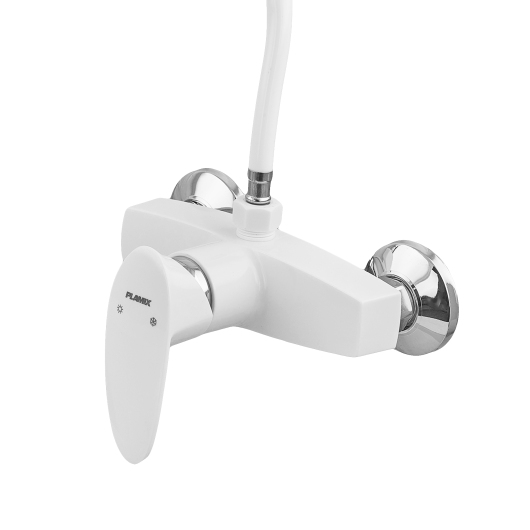 Змішувач для душової кабіни Plamix Cezar-003 SET White (з шлангом, лійкою та кронштейном) (PM0665) купить в САНН Одесса, изображение 2