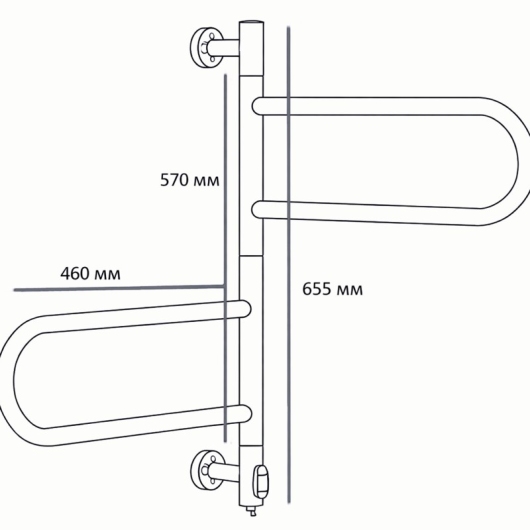 Полотенцесушитель электрический Zerix Turn EPT-6065 (поворотный, 70W) (ZX5029) купить в САНН Одесса, изображение 2