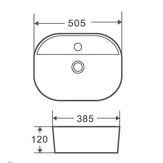 Раковина накладная MIXXUS PREMIUM ELLIPSE-0203 510х375х120mm (отверстие под смеситель) (MP6678) купить в САНН Одесса, изображение 2