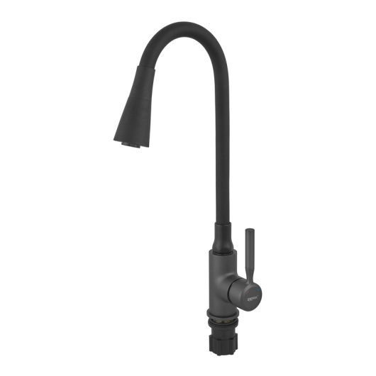 Смеситель для кухни ZERIX ATRIUM-011-T GRAPHITE REFL.BLACK (Цвет графит+силиконовый излив черный) (ZX6106) купить в САНН Одесса, изображение 3