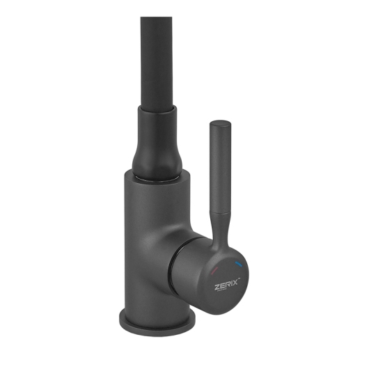 Смеситель для кухни ZERIX ATRIUM-011-T GRAPHITE REFL.BLACK (Цвет графит+силиконовый излив черный) (ZX6106) купить в САНН Одесса, изображение 4