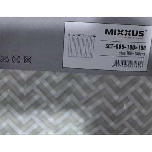 Шторка для ванной MIXXUS SCT-005-180x180 из полиэстера со встроенными кольцами (Узор серый) (AC0646) купить в САНН Одесса