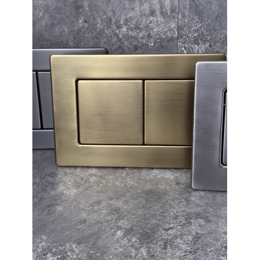 Панель смыва KOER KT-0612-12 240x160x10mm из нержавеющей стали, кнопка квадратная (цвет матовое золото) (KR6121) купить в САНН Одесса, изображение 3