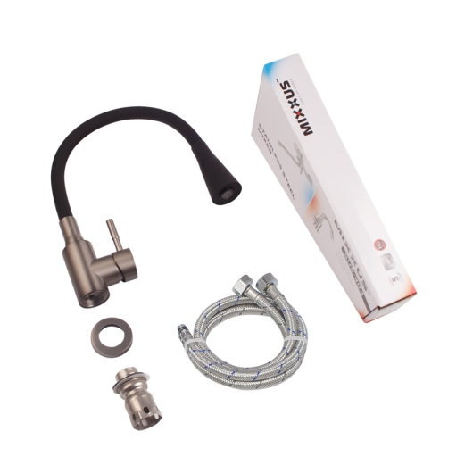 Смеситель для кухни из нерж. стали SUS304 MIXXUS SEO-011-T GRAPHITE REFL.BLACK (Цвет графит+силик. излив черный) (MI8434) купить в САНН Одесса, изображение 3