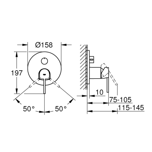 Однорычажный смеситель с переключателем на 3 положения Grohe Plus (24093003) купить в САНН Одесса, изображение 3