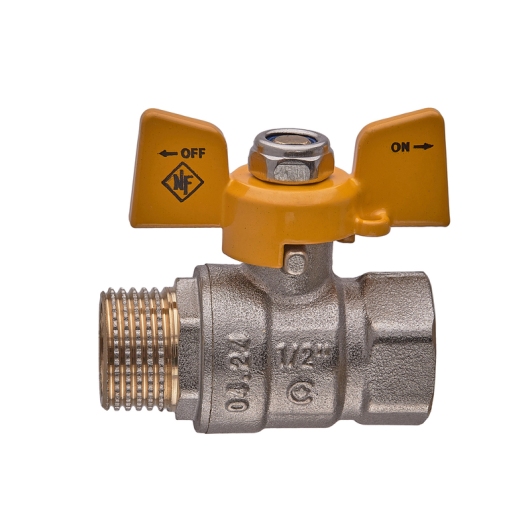 Кран шаровой Nolf classic NFC.722-06-1/2" FM ГШМ YELLOW, ручка "бабочка" желтая (NF3129) купить в САНН Одесса