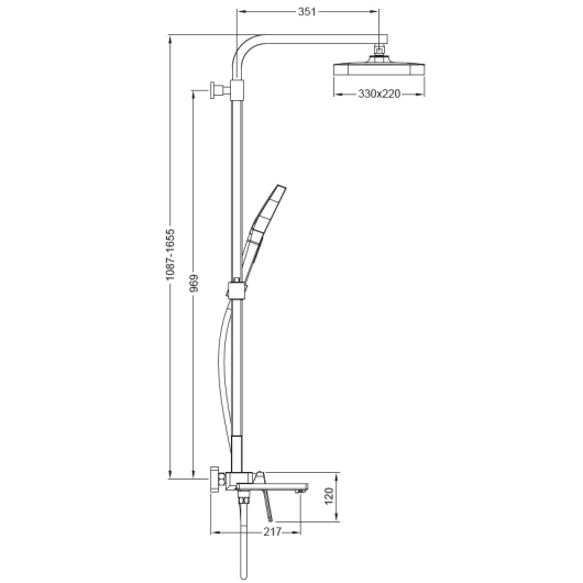 Душевая колонна со смесителем KOER KB-56031-05, 3 функции (Цвет черный) (KR5439) купить в САНН Одесса, изображение 2