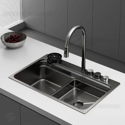 Мийка Zerix ZH7548-SET-03 Nano-Black з вбудованим змішувачем з нерж. сталі (ZM5577) купить в САНН Одесса, изображение 3