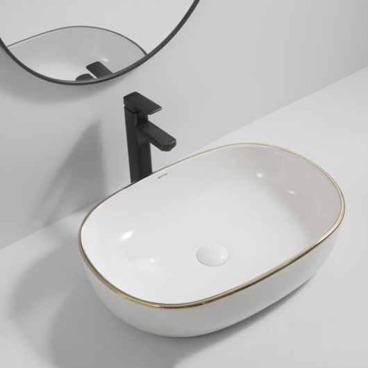 Раковина накладная MIXXUS PREMIUM ELLIPSE-0105 EDGE GOLD 600х400х150mm (MP6564) купить в САНН Одесса