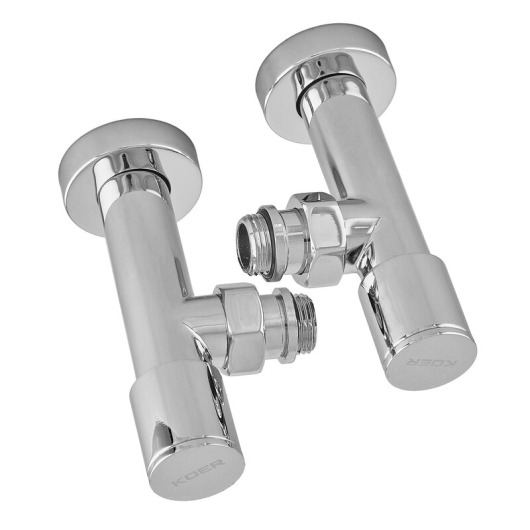 Комплект кранов для полотенцесушителя угловой M1/2''xM1/2'' удлиненный хромированный KOER KR.SET.533 (KR5842) купить в САНН Одесса, изображение 4