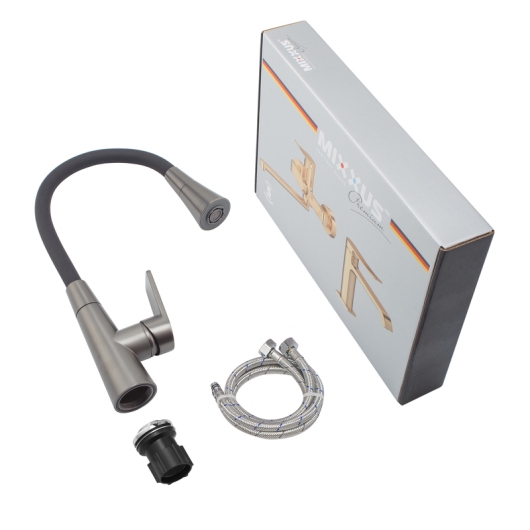 Смеситель для кухни MIXXUS PREMIUM MATIS 011-T NUT GRAPHITE REFL.BLACK (Цвет графит+силик. излив черный) (MI8268) купить в САНН Одесса, изображение 3
