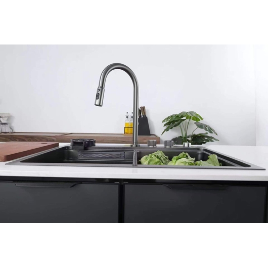 Мийка Zerix ZH7548-SET-03 Nano-Black з вбудованим змішувачем з нерж. сталі (ZM5577) купить в САНН Одесса, изображение 4