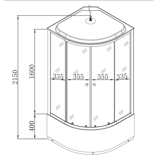 Бокс душевой с гидромассажем с высоким поддоном MIXXUS STRONG SBH01-90x90x215-FB SATIN матовое стекло 4мм (MI6888) купить в САНН Одесса, изображение 4