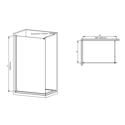 Душевая перегородка Walk-In MIXXUS PREMIUM FLAT SP01-90x200-TR CHROME прозрачное стекло 8мм (MI6850) купить в САНН Одесса, изображение 3