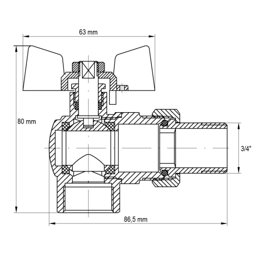 Кран с американкой 3/4" (Koer KR.228.W) угловой белый (KR0100) купить в САНН Одесса, изображение 2