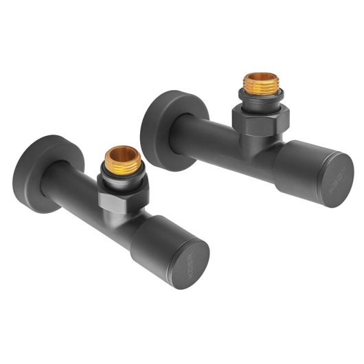 Комплект кранов для полотенцесушителя угловой M1/2''xM1/2'' удлиненный KOER KR.SET.535 BLACK (KR5844) купить в САНН Одесса, изображение 4
