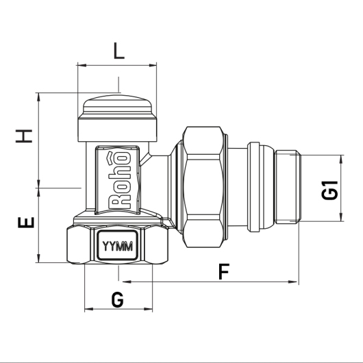 Кран радиаторный Roho R5250-050 - 1/2" угловой (RO0132) купить в САНН Одесса