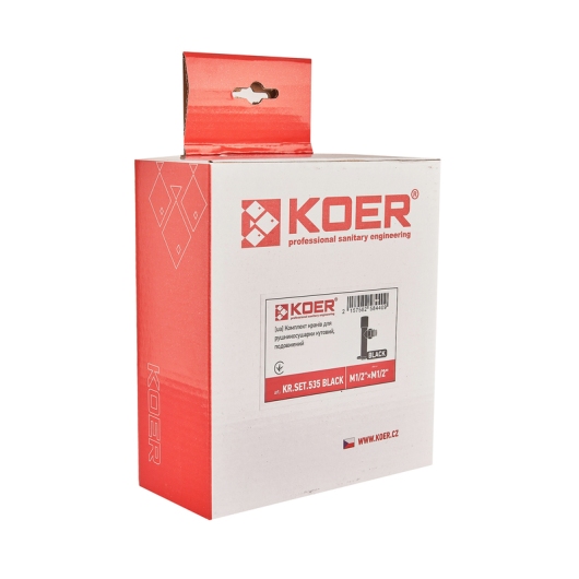 Комплект кранов для полотенцесушителя угловой M1/2''xM1/2'' удлиненный KOER KR.SET.535 BLACK (KR5844) купить в САНН Одесса, изображение 2