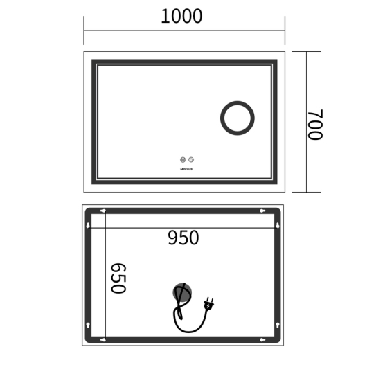 Зеркало MIXXUS PREMIUM QUADRO MR20-100x70 с LED Touch, Anti-fog, димером, рег. яркости, линзой (MP6622) купить в САНН Одесса, изображение 2