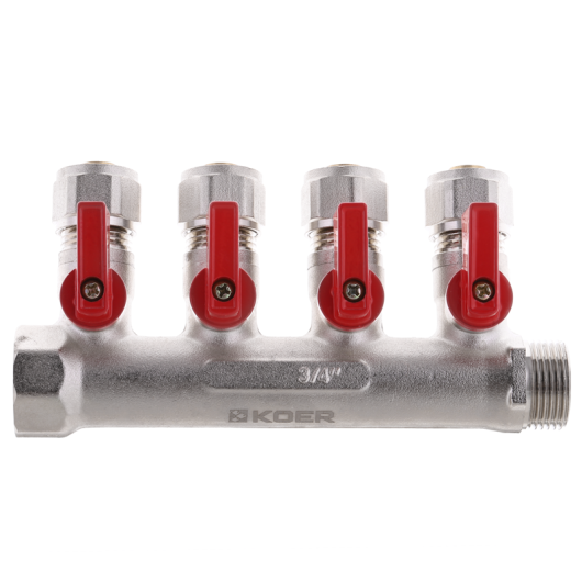 Коллектор с шаровыми кранами и фитингом Koer KR.1125-4 - 3/4”x4 Ways (KR2837) купить в САНН Одесса, изображение 2