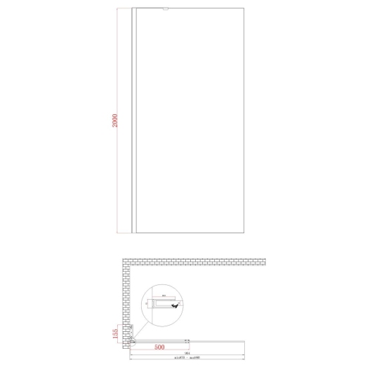 Душевая перегородка Walk-In KOER SR SP02-100x200-TR-12 прозрачное стекло EASY CLEAN 8мм матовое золото (KR5396) купить в САНН Одесса, изображение 4
