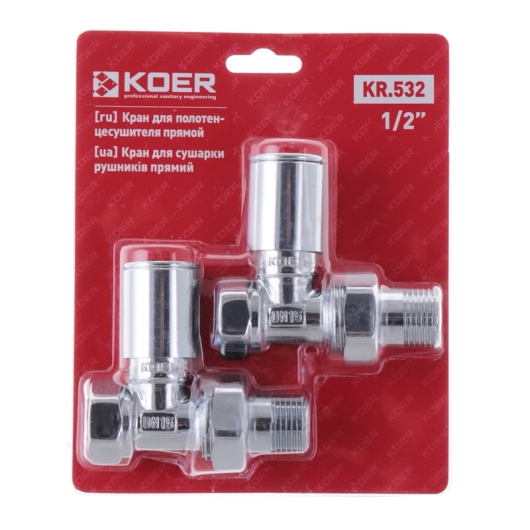 Кран для полотенцесушителя прямой Koer KR.532 - 1/2" (Продается по 1 шт.) (KR3074) купить в САНН Одесса, изображение 2