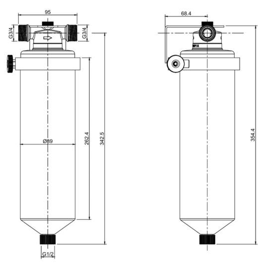 Колба фильтра из нерж. стали 8 атм. 3/4" KOER KV-22-3/4 (KR5875) купить в САНН Одесса, изображение 3