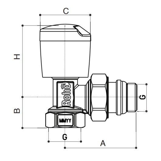 Кран радиаторный Roho R5551-050 - 1/2" угловой (антипротечка) (RO0129) купить в САНН Одесса