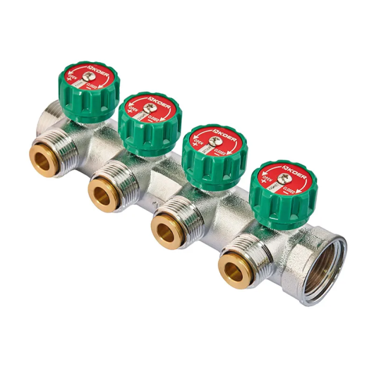 Коллектор теплого пола с адаптером Koer KR.1127-4 - 1"x4 - 3/4 Ways (евроконус-плоскость) (KR4948) купить в САНН Одесса, изображение 3