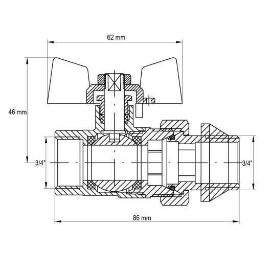 Кран с американкой 3/4" "антипротечка" (Koer KR.227.W-Gi) белый (KR0192) купить в САНН Одесса