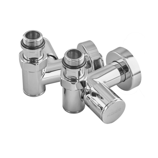 Комплект кранов для полотенцесушителя угловой M1/2''xM1/2'' под ТЭН хромированный KOER KR.SET.551 (KR5841) купить в САНН Одесса, изображение 4