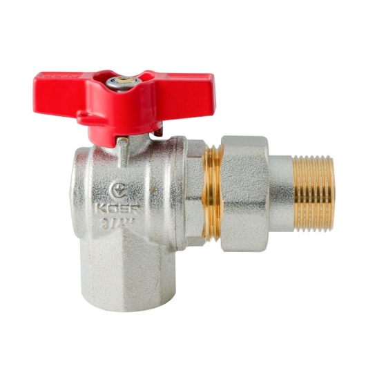 Кран с американкой угловой KOER EXTREME KE.228-20 - 3/4" ручка "бабочка" красная (KR5764) купить в САНН Одесса