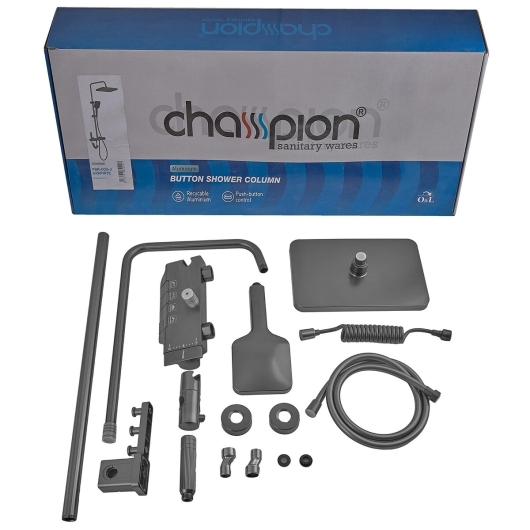 Душевая колонна Champion PBM-009-J Graphite со смесителем с кнопочным переключателем, 4 режима  (CH6501) купить в САНН Одесса, изображение 3