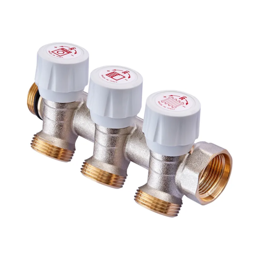 Коллектор с регулирующими вентилями на 3 исх. Roho R809-03 - 3/4"x3/4" EK (RO0250) купить в САНН Одесса, изображение 3