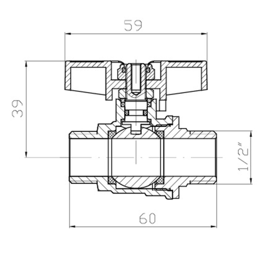 Кран шаровый ШШМ KOER EXTREME KE.219-15 - 1/2" MM ручка "бабочка" красная (KR5762) купить в САНН Одесса, изображение 2