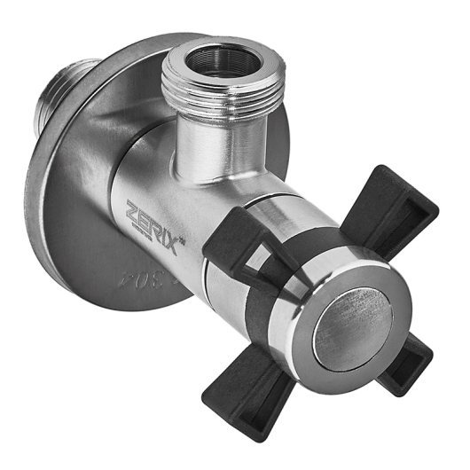 Кран для подключения сантехприборов Zerix VAL-09-1/2x1/2 из нерж.стали SUS304 (ZX5102) купить в САНН Одесса