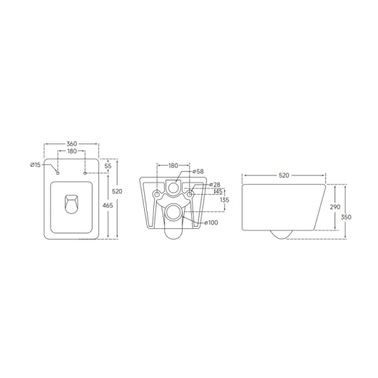 Унитаз подвесной MIXXUS QUADRO-0304-R 520х360х365mm система смыва RIMLESS (MI6707) купить в САНН Одесса