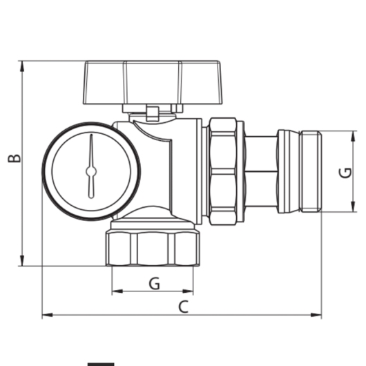 Кран с американкой "антипротечка" с термометром Koer KR.1033-Gi - 1'' (KR2894) купить в САНН Одесса, изображение 2
