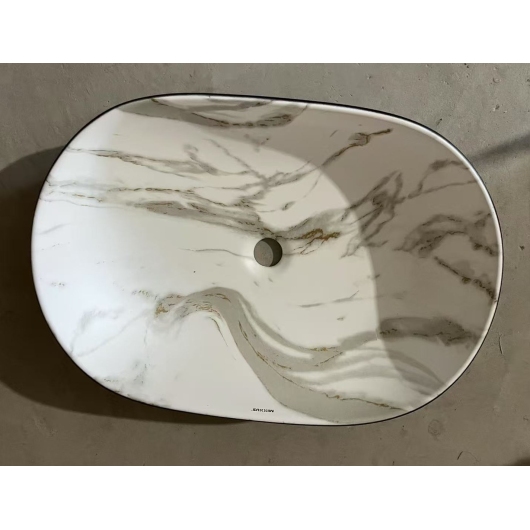 Раковина накладная MIXXUS PREMIUM ELLIPSE-0105 MARBLE-BLACK 600х400х150mm (MP6565) купить в САНН Одесса, изображение 2
